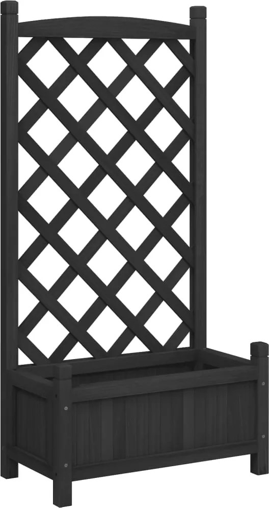 vidaXL Jardinieră cu spalier, negru, lemn masiv de brad