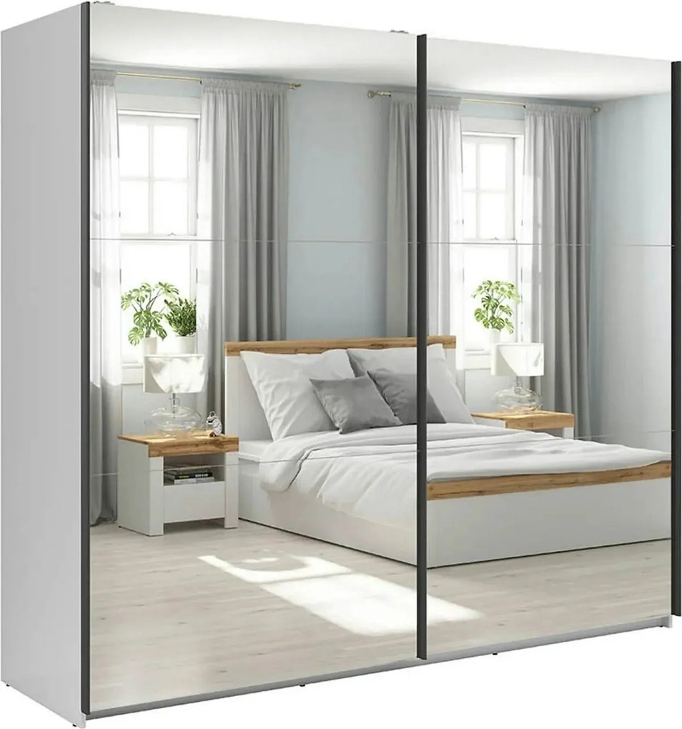 Dulap 2 usi cu oglinda TETRIX, alb lucios, PAL, 220x60x196 cm