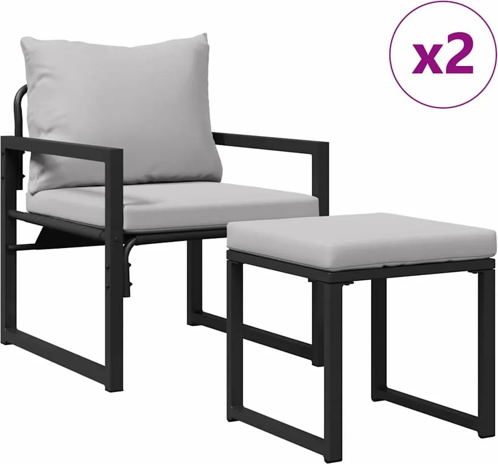 vidaXL Mobilier de grădină cu pernă 4 pcs Gri deschis Poliester