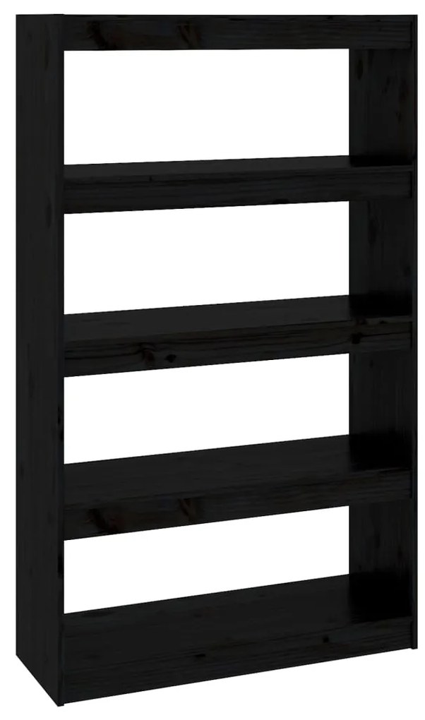 808197 vidaXL Bibliotecă/Separator cameră negru 80x30x135,5 cm lemn masiv pin