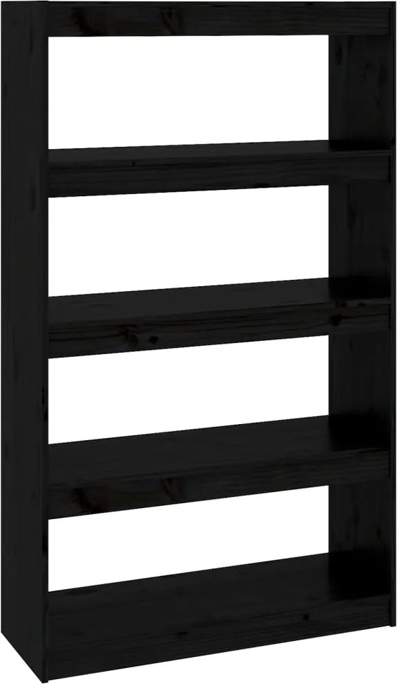 vidaXL Bibliotecă/Separator cameră negru 80x30x135,5 cm lemn masiv pin