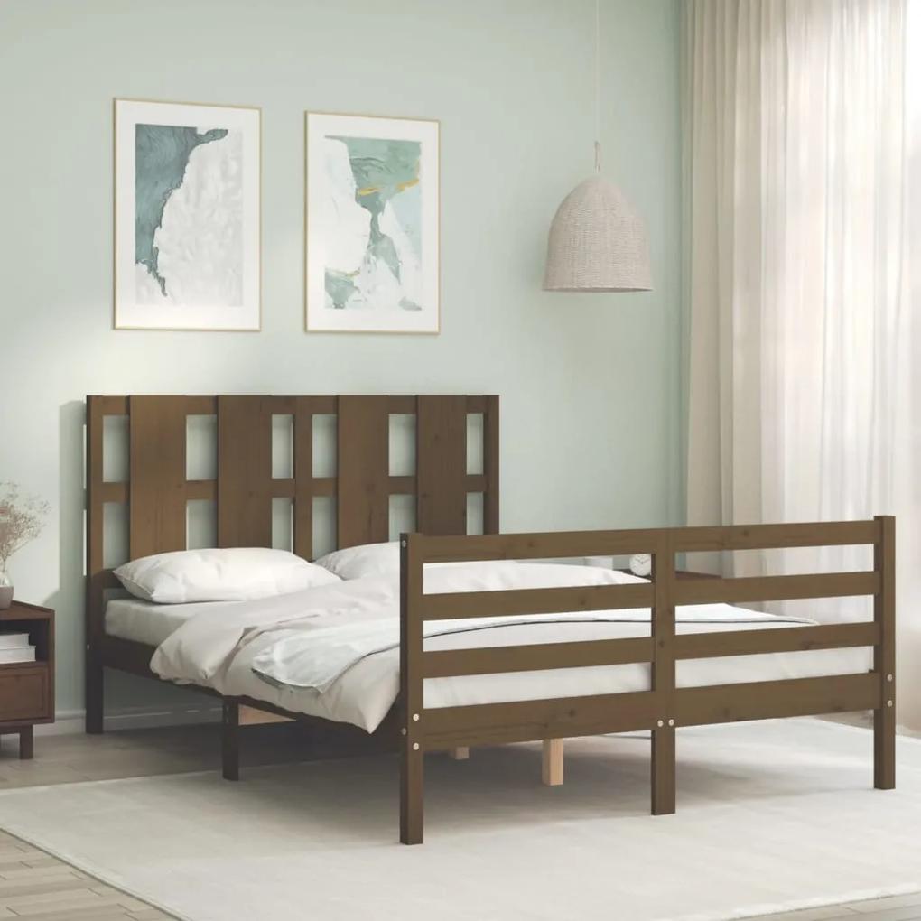3194119 vidaXL Cadru de pat cu tăblie, maro miere, 140x200 cm, lemn masiv