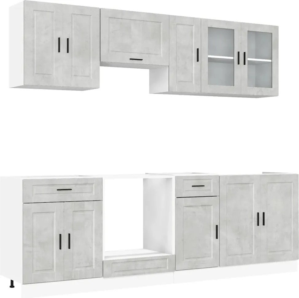 vidaXL Set dulapuri de bucătărie 8 piese „Porto” gri beton Lemn