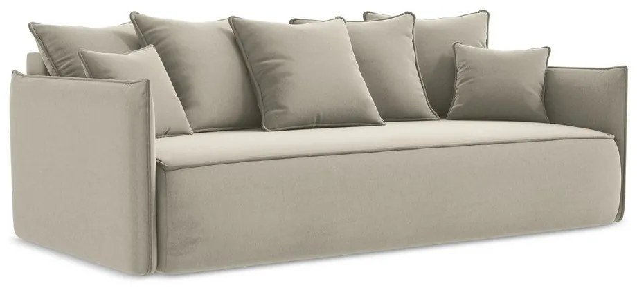 Canapea bej extensibilă/cu spațiu de depozitare cu tapițerie din catifea 225 cm Hula – Makamii