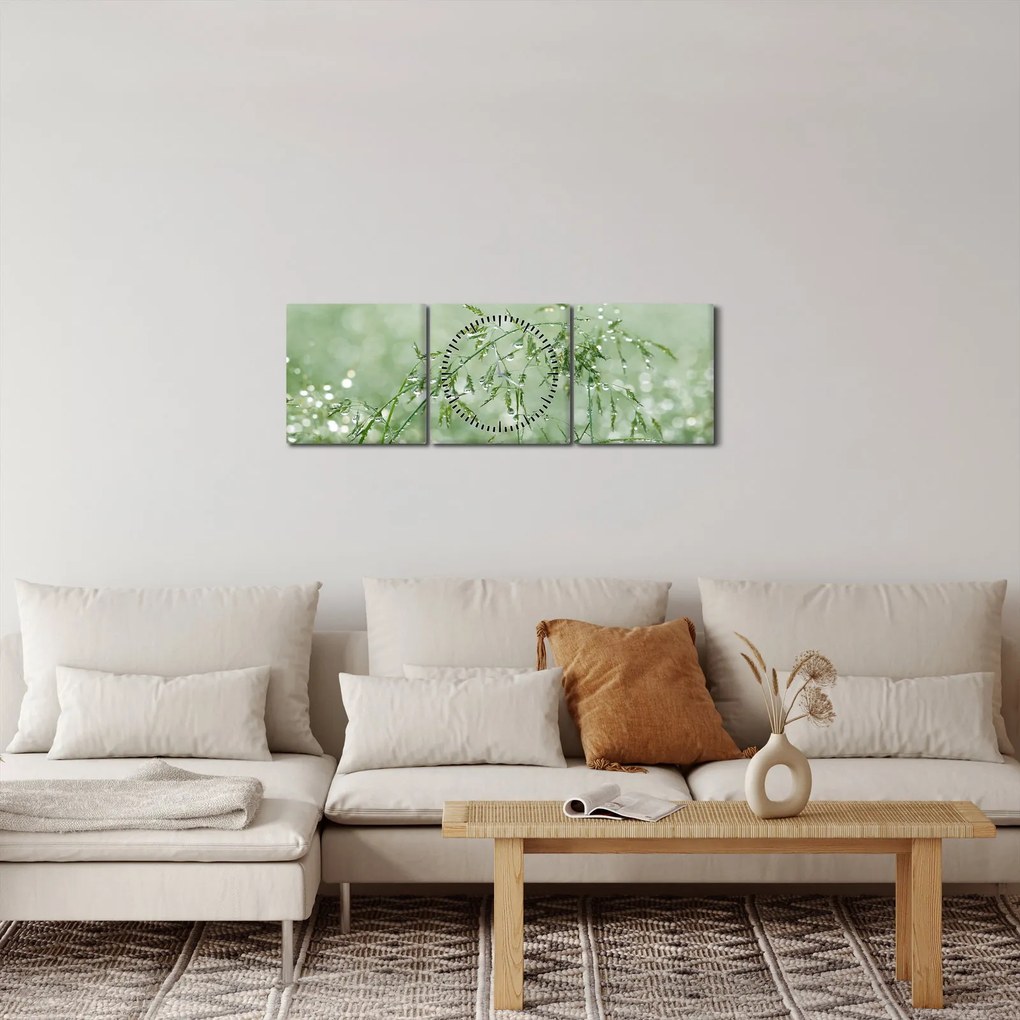 Tablou - Trandafir în iarbâ (cu ceas) (90x30 cm)