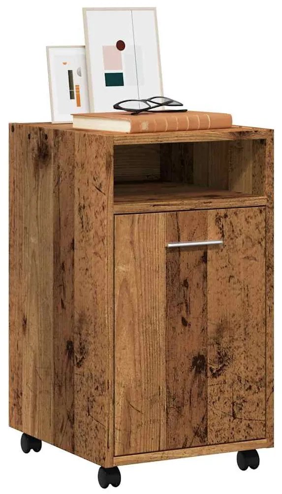 vidaXL Dulap lateral cu roți, lemn vechi, 33x38x60 cm, PAL