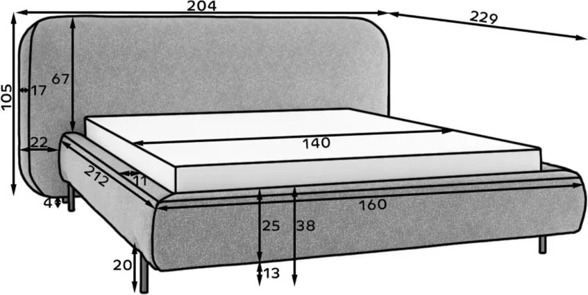 Pat lemn masiv Pointt 140/160/180x200 cm Personalizabil - Jaffray 30, 180x200