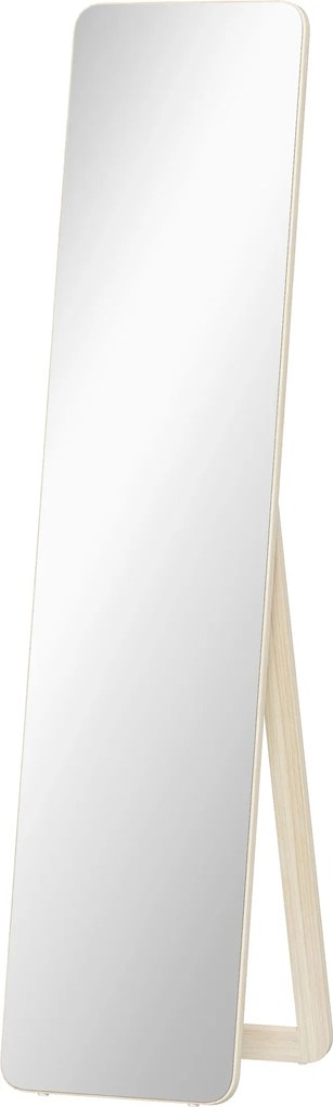 HOMCOM Oglindă pe suport și montată pe perete dreptunghiulară dim. 37L x 43l x 156H cm lemn natural | Aosom Romania