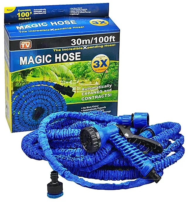 Furtun de gradina extensibil, albastru - 30m
