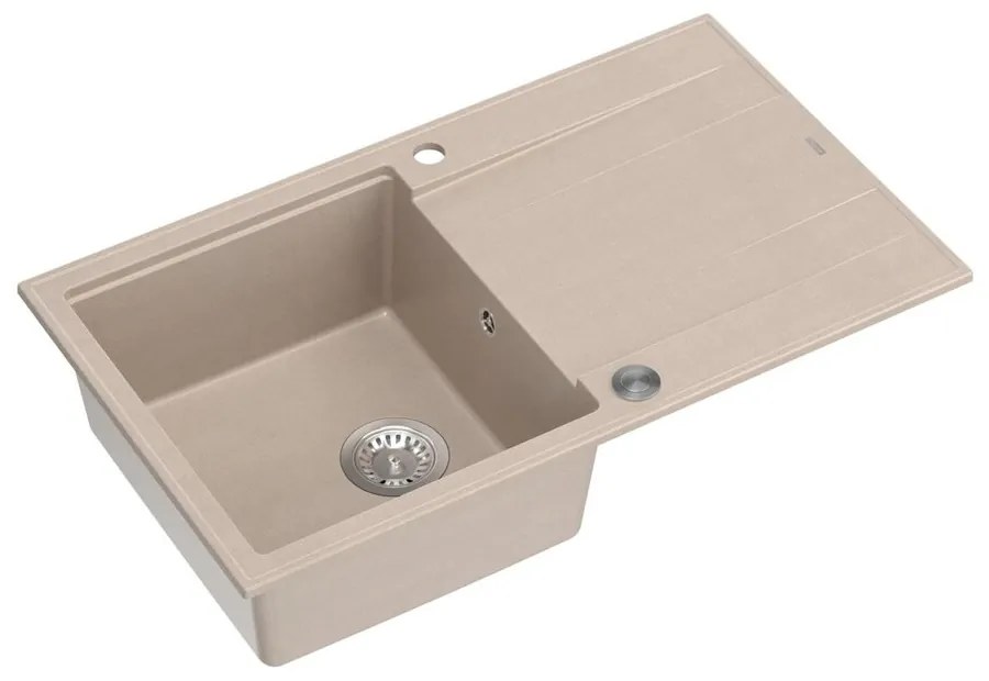 Chiuveta compozit incastrata Quadron Unique Evan 111 bej - inox 86x50 cm