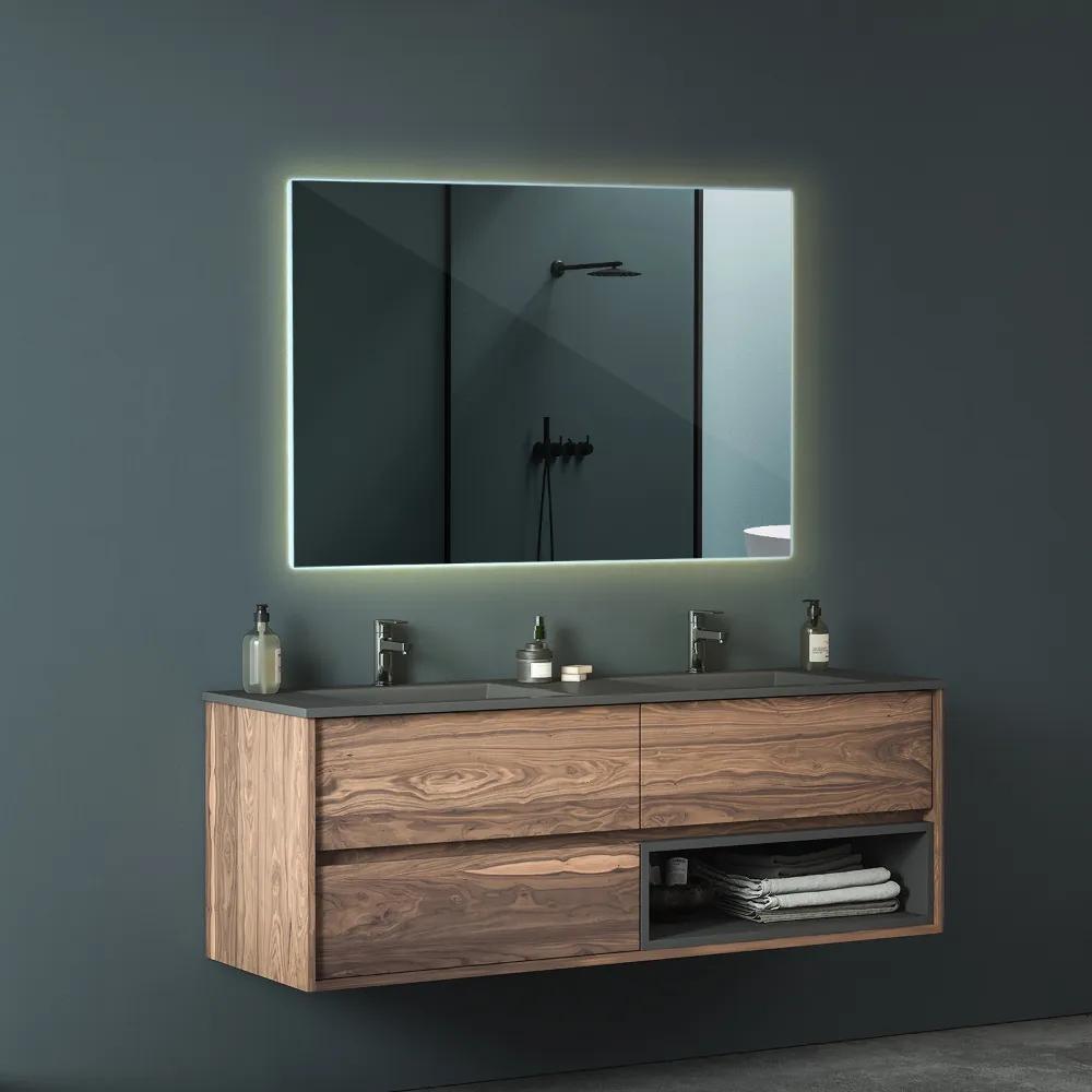Oglinda dreptunghiulara pentru baie cu led 70x50 cm Alb cald (3000K)