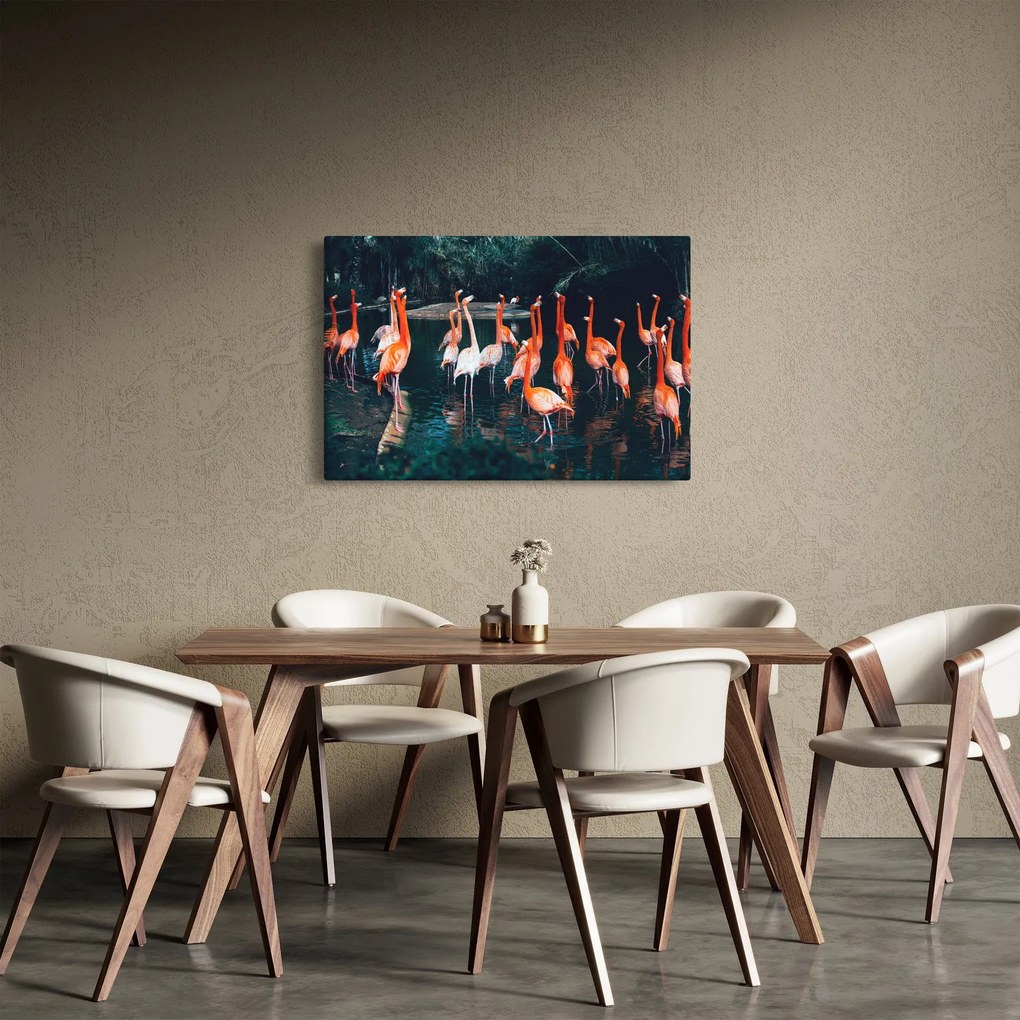 Tablou - turmă de flamingo (90x60 cm)