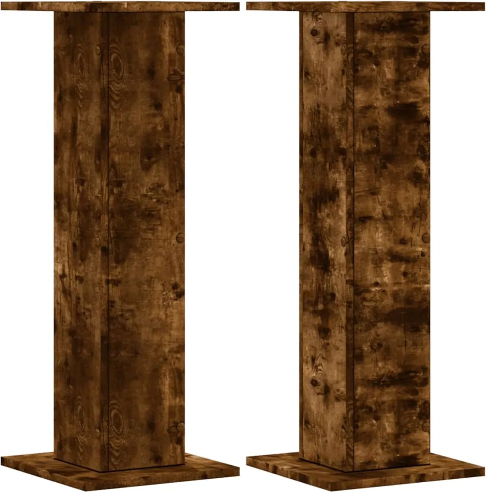 vidaXL Noptiere, 2 buc., stejar fumuriu, 30x30x80 cm, lemn prelucrat