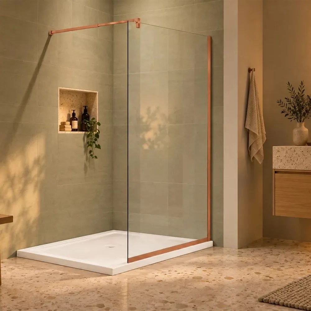 Paravan de dus tip Walk-in cupru periat Rune Syn 80x200 cm