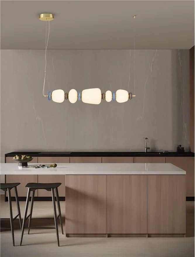 Lustra LED decorativa ceramic maro, albastru, alb, PALO