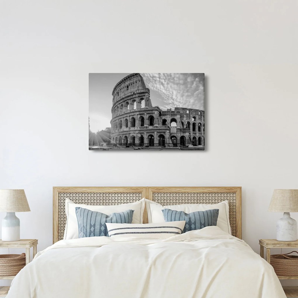 Tablou - Colosseum din Roma, alb-negru (90x60 cm)