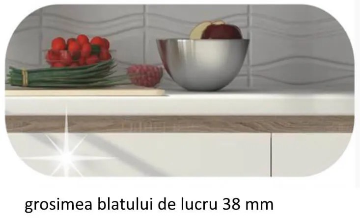Bucatarie, 2,6 m, GLOBAL300 - alb/stejar sonoma