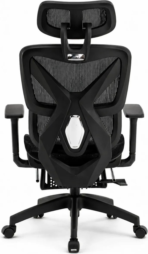 Scaun ergonomic, functie translatie sezut, cotiere 3D, tetiera 3D, suport lombar Adaptive, pivotant, suport picioare, Negru