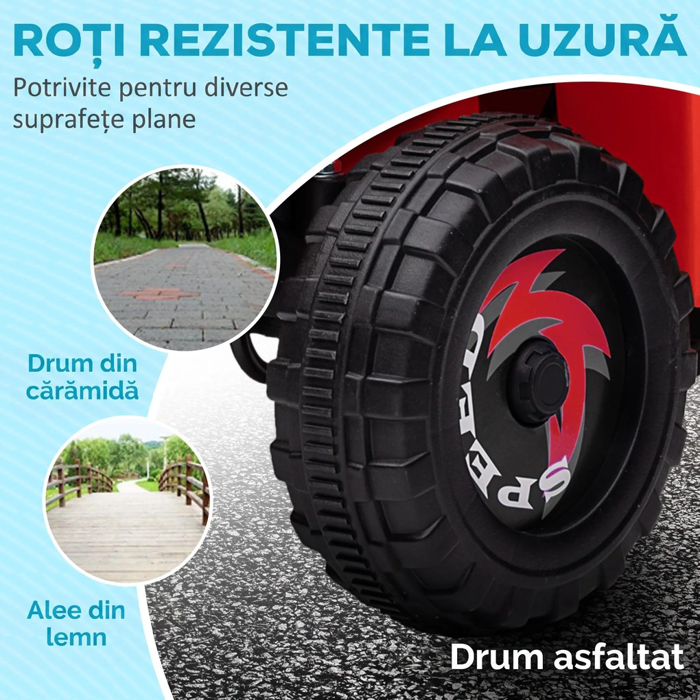 HOMCOM Quad Electric pentru Copii cu Remorcă, Pedală, Mers Înainte și Înapoi, 2,5 km/h, 18-36 Luni, Roșu | Aosom Romania