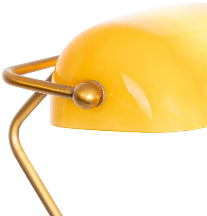 Lampă de podea clasică pentru notar din bronz cu sticlă chihlimbar - Banker