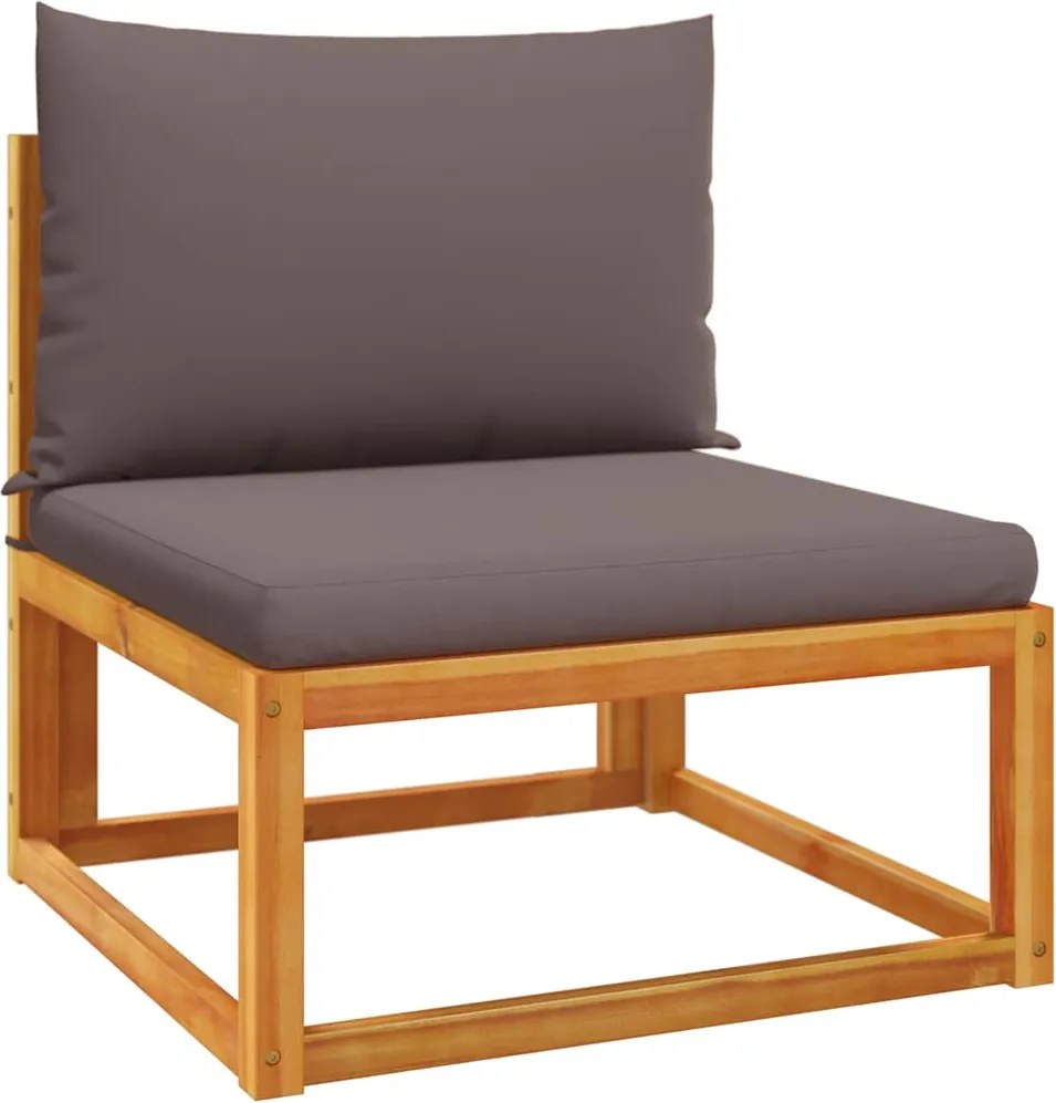 vidaXL Canapea de grădină fără brațe cu perne din lemn de salcâm și frânghie