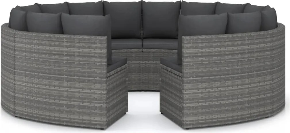 vidaXL Set mobilier de grădină cu perne, 8 piese, gri, poliratan