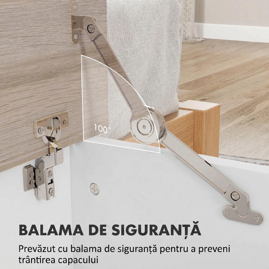 HOMCOM Bancă multifuncțională din lemn pentru dormitor și hol, alb, 100x40x40 cm | Aosom Romania