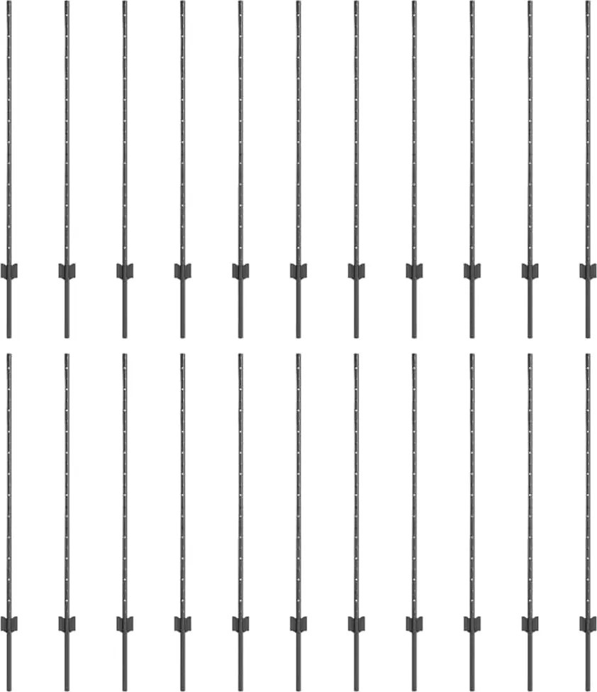 vidaXL Stâlp de gard. 22 pcs Gri 160 cm Oțel