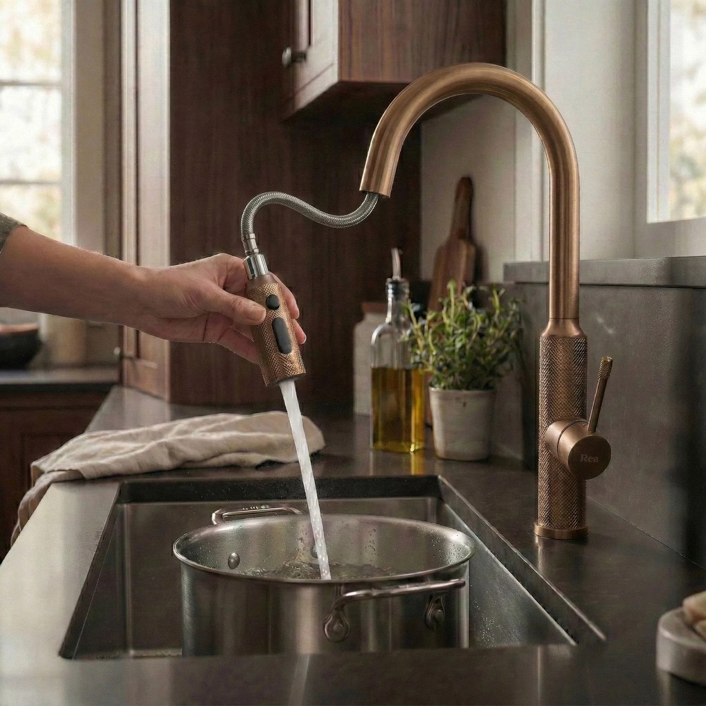 Baterie de bucătărie Rea Master Brush Copper