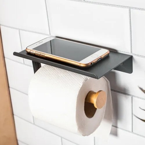 Suport hârtie igienică Altom PHONE, 18 x 10 cm,negru