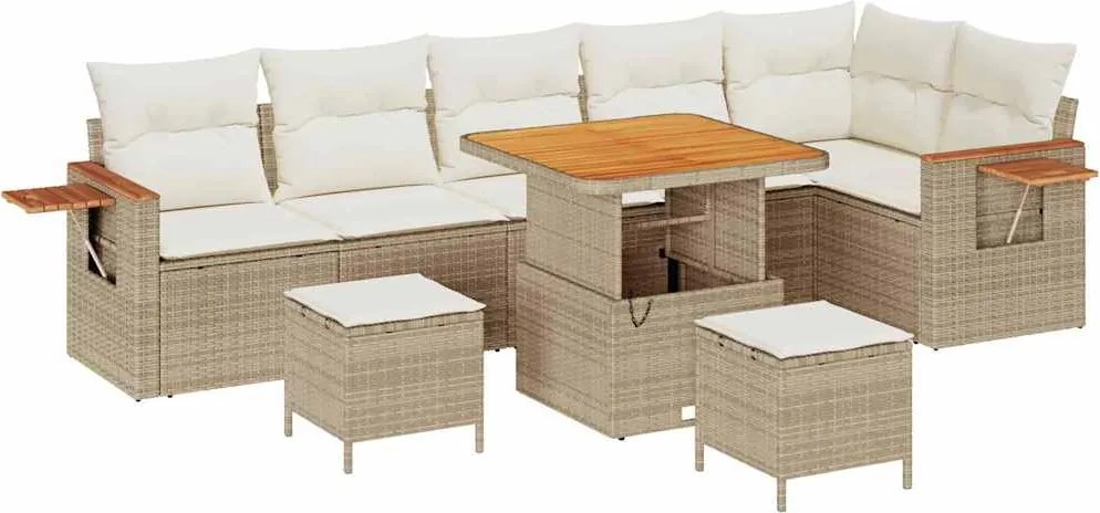 vidaXL Set de canapele pentru grădină 11 pcs Bej și crem poliratan