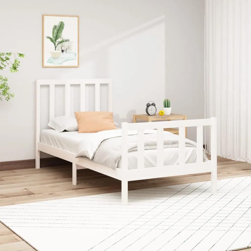 3106694 vidaXL Cadru de pat, alb, 100x200 cm, lemn masiv de pin