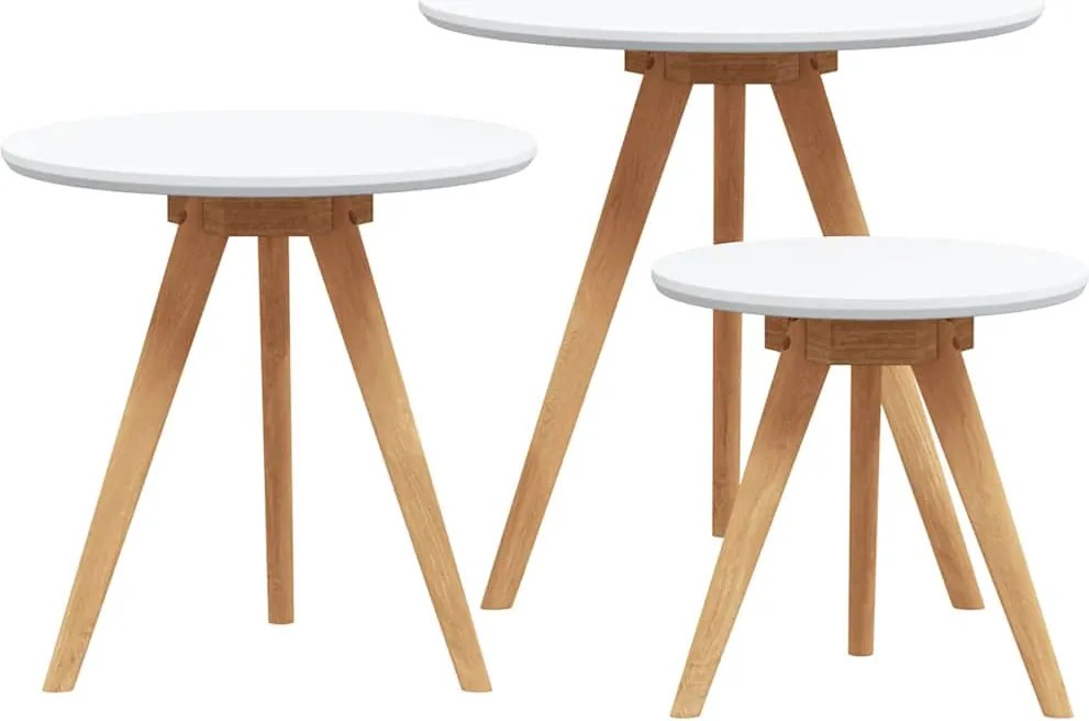 vidaXL Masă de cafea 3 pcs Maro Lemn de Nuc Solid