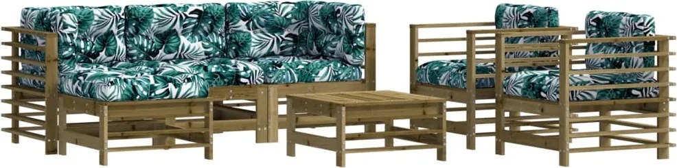 vidaXL Set mobilier de grădină cu perne, 7 piese, lemn de pin tratat