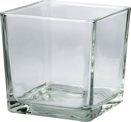 Vaza de flori, sticla Cubic, 12x12x12 cm, transparenta