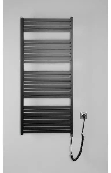 Radiator portprosop electric pentru baie Aqualine TONDI-E 600W/230V 133 cm negru mat