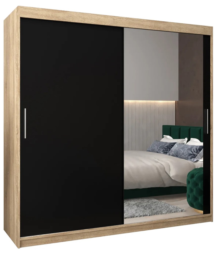 Dulap de haine 200 cm Toki 2 (stejar sonoma + negru mat). 1065025