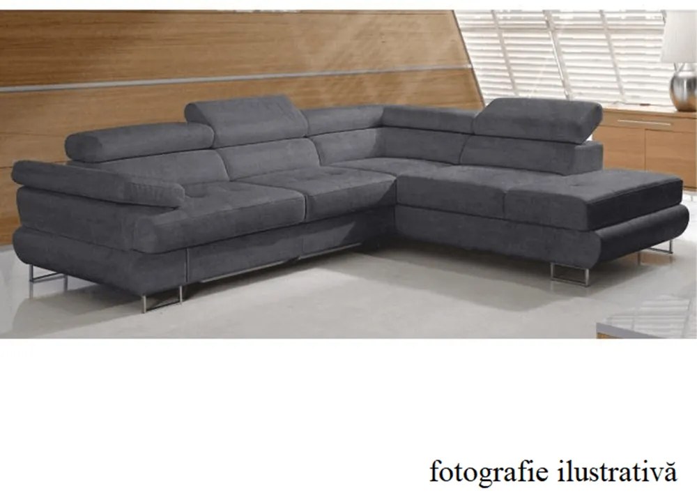 Colţar, material textil gri, model dreapta, BUTON P