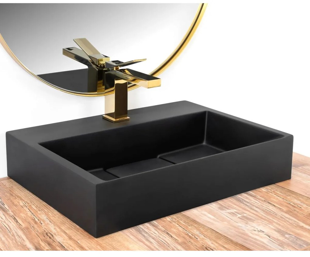 Rea Goya lavoar 50x37 cm dreptunghiular de blat negru REA-U8778