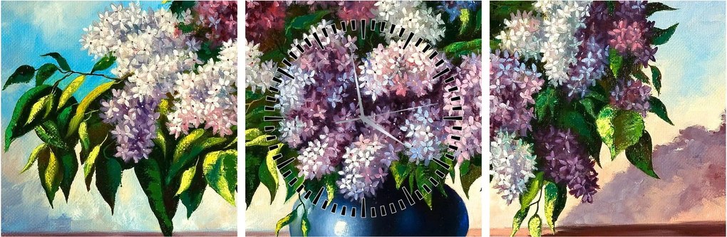 Tablou - Buchet de liliac (cu ceas) (90x30 cm)