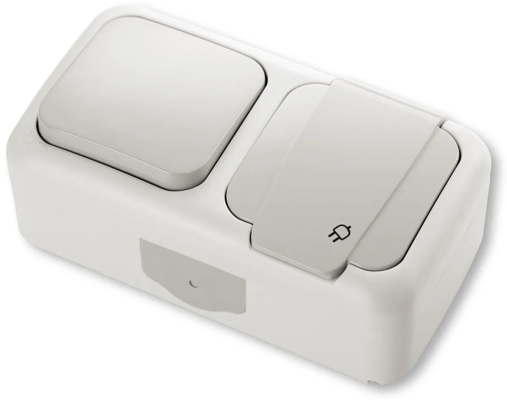 Intrerupator + Priza IP54 Palmiye Viko, PT, gri