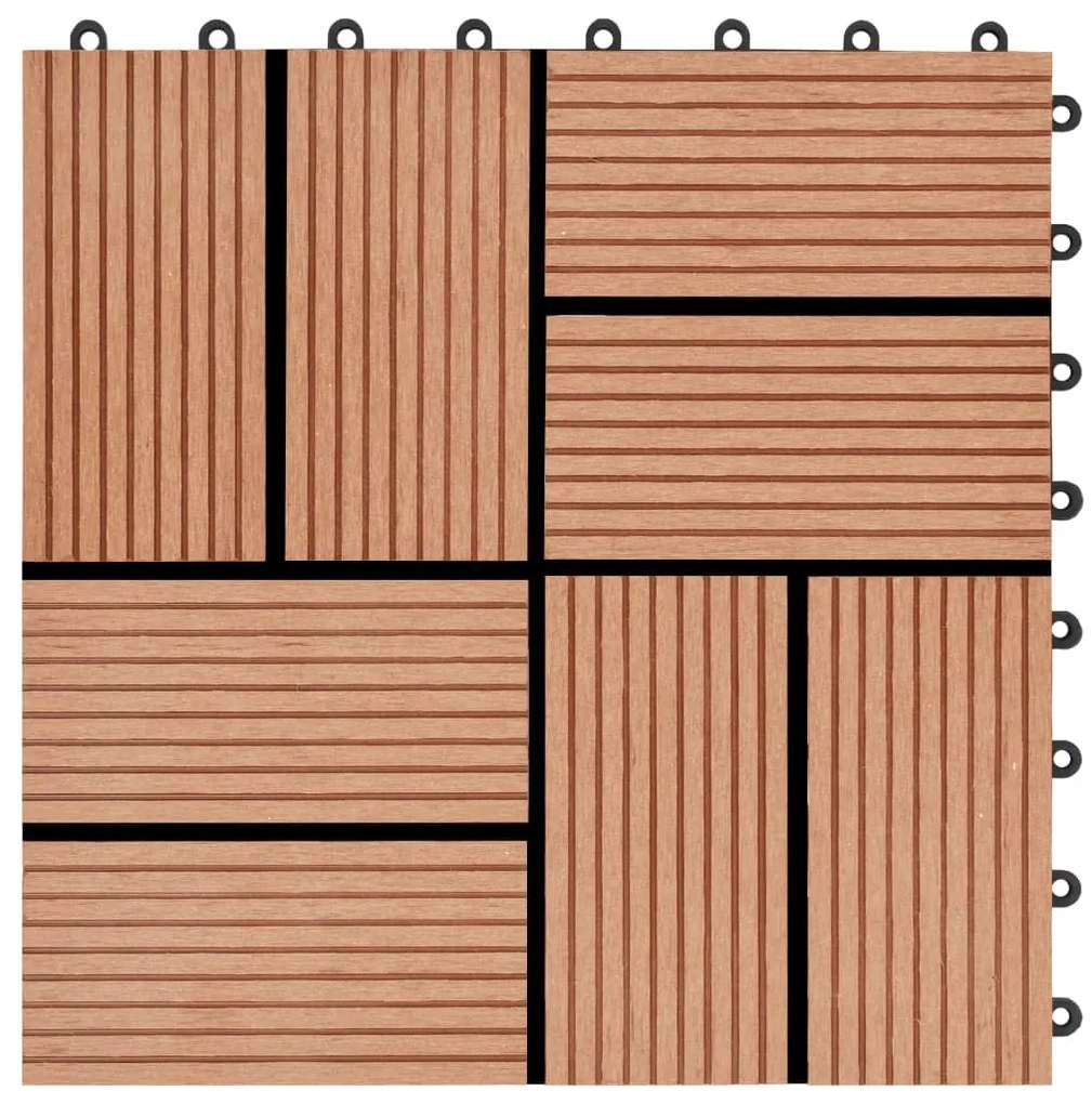 Placi de pardoseala 11 buc, culoare tec, 30 x 30 cm, WPC, 1 mp Culoarea lemnului de tec, 11, Model 3