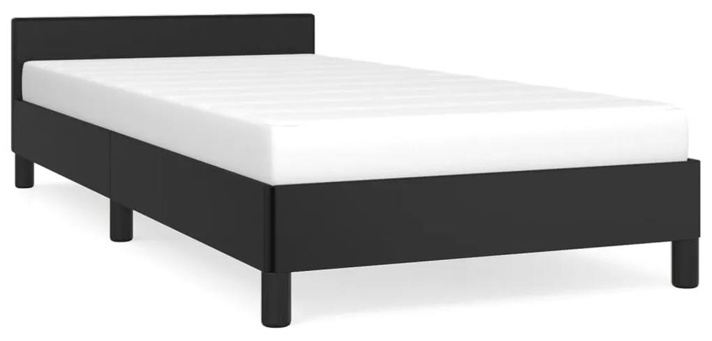 347483 vidaXL Cadru de pat cu tăblie, negru, 100x200 cm, piele ecologică