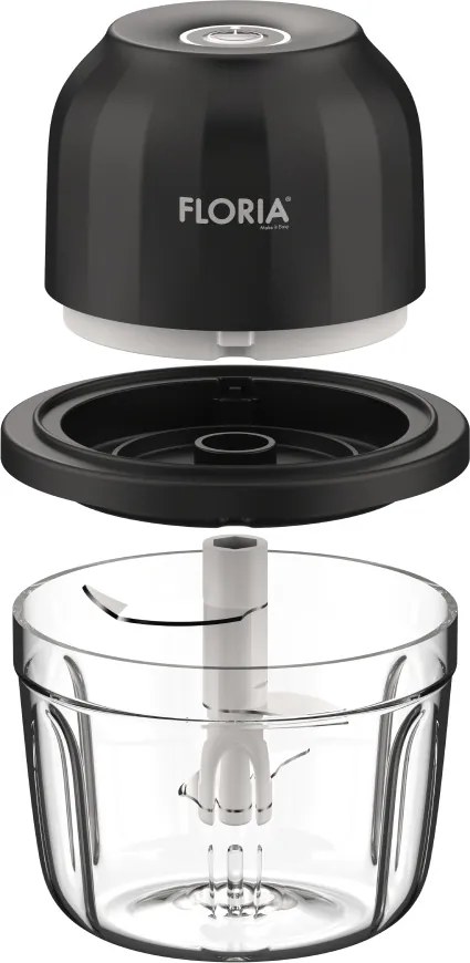 Tocator legume-fructe Floria ZLN2655 Mini Chopper reincarcabil, Capacitate 350 ml, Baterie 1200mAh, Putere 5V 30W