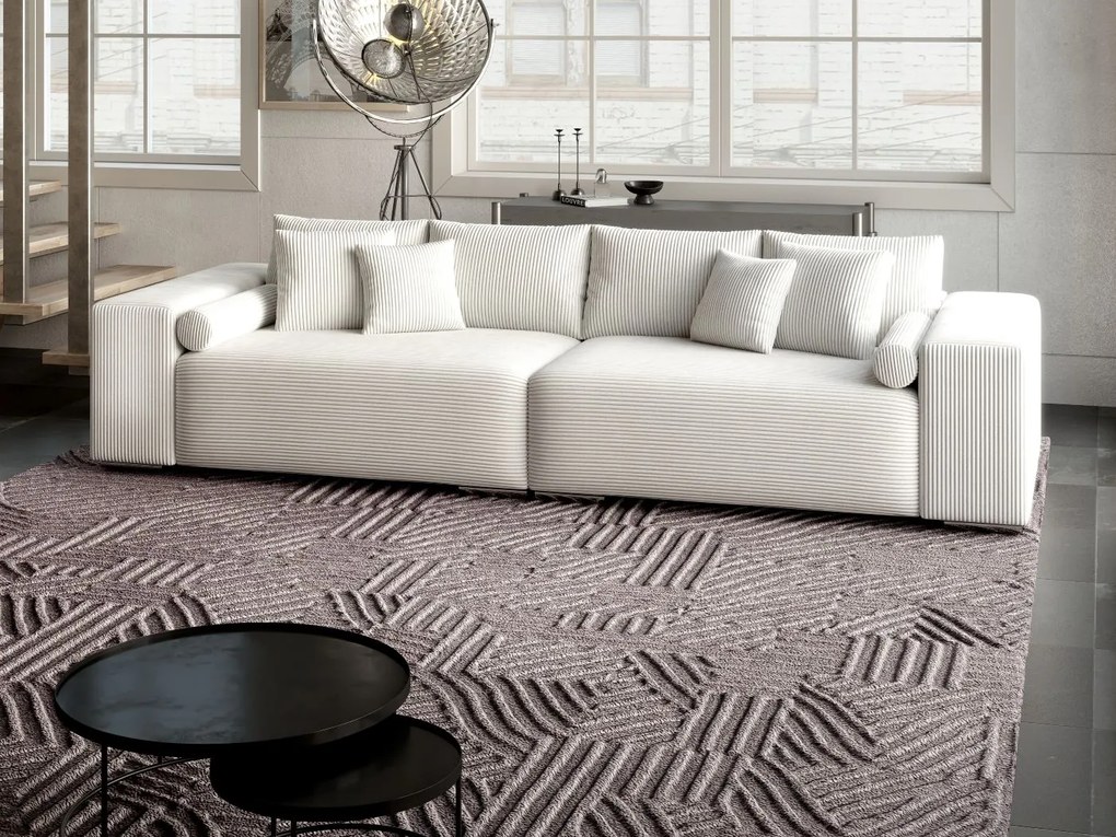 Canapea extensibilă dumonde cu ladă de depozitare si sezut confortabil din spuma high-density, Marbela Zoom Cream XXL 295x100 cm