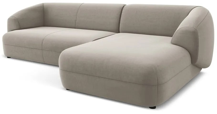 Colțar bej cu tapițerie din catifea (cu colț pe partea dreaptă) Moana – Makamii