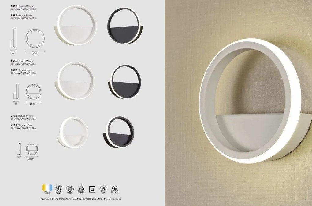 Aplica LED design modern minimalist KITESURF alba