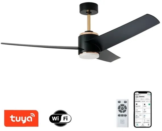 Ventilator LED dimabil de tavan Immax NEO 07280L BEAUTY 18W/230V negru Wi-Fi Tuya + telecomandă