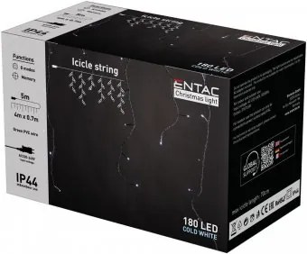 GhirlandÄƒ exterior 180 LED alb rece 4m IP44 Entac