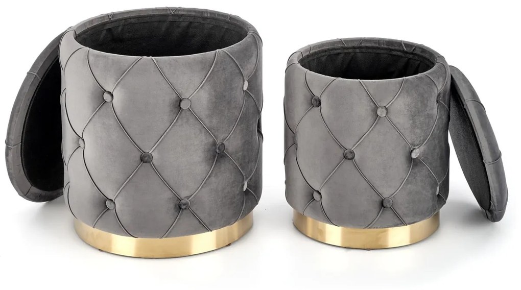 Set tabureti tapitati Polly Gri / Gold